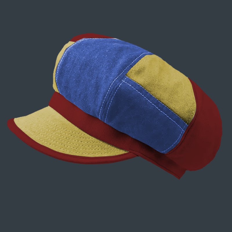 British Retro Patchwork Washed Denim Octagonal Hat image 10