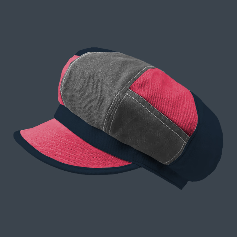 British Retro Patchwork Washed Denim Octagonal Hat image 7