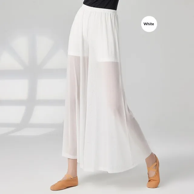 Loose High waisted Wide leg Pants For Classical Dance White - Shop at LoveMi