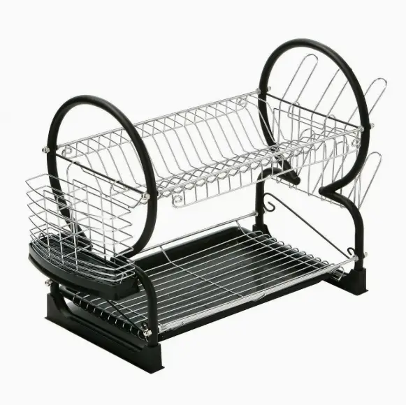 Double-layer Dish Rack With Draining Stand And Large Water-collecting Tray For Bowls
