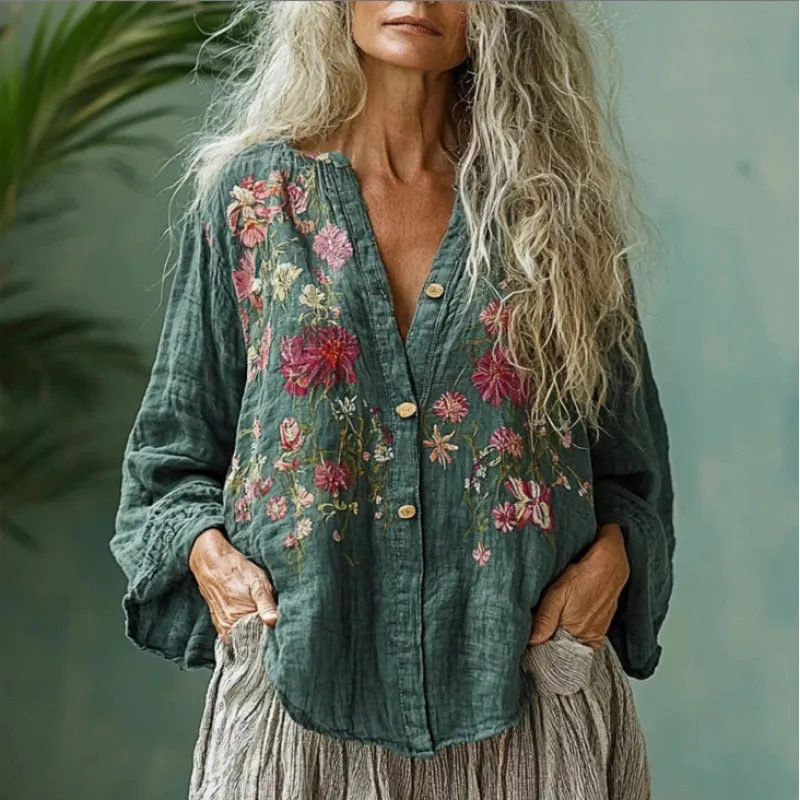 Women's Casual Floral Shirt - Floral
