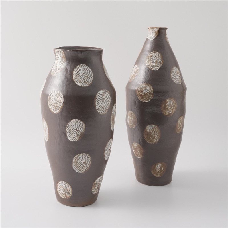 Wabi-sabi-style Black Hand-painted Ceramic Vase