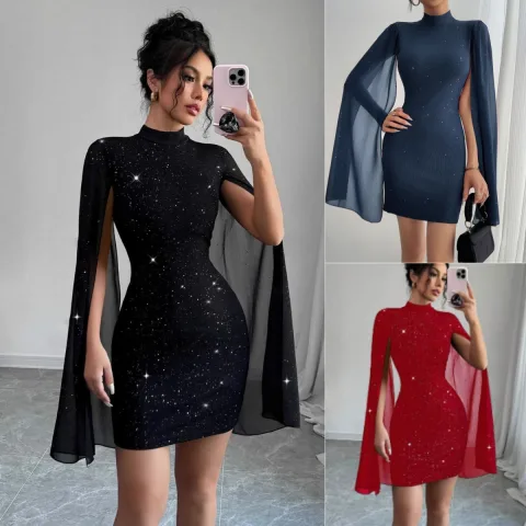 Women's Sexy Elegant Evening Party Dresses Round Neck Pit