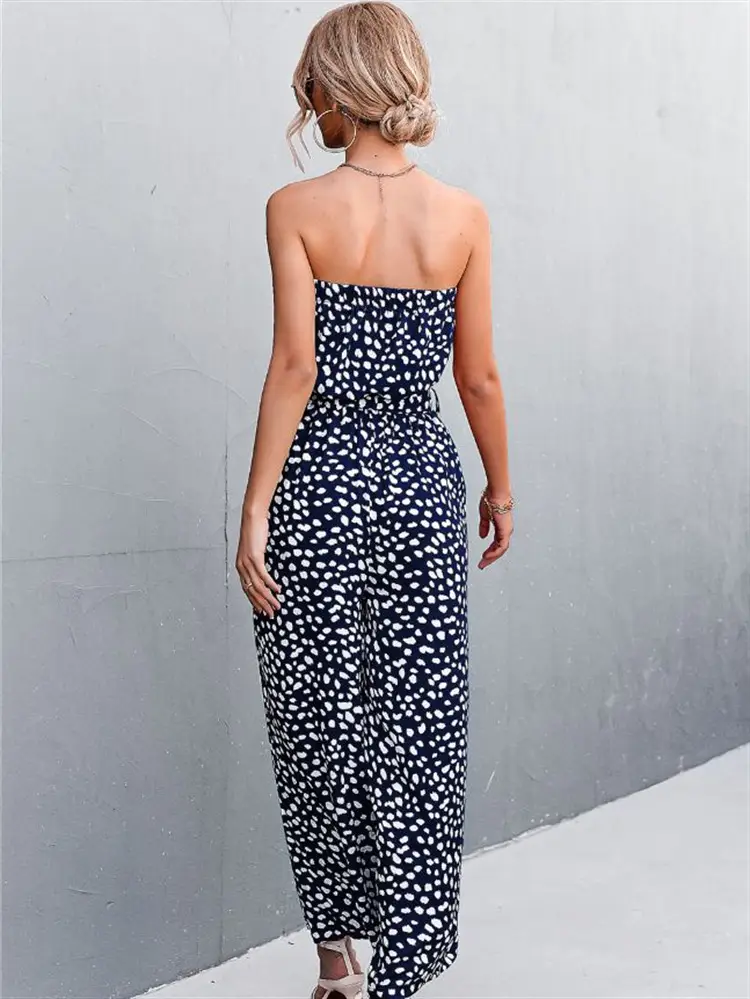 Fashionable Printed Wrap-Style Womens Jumpsuit
