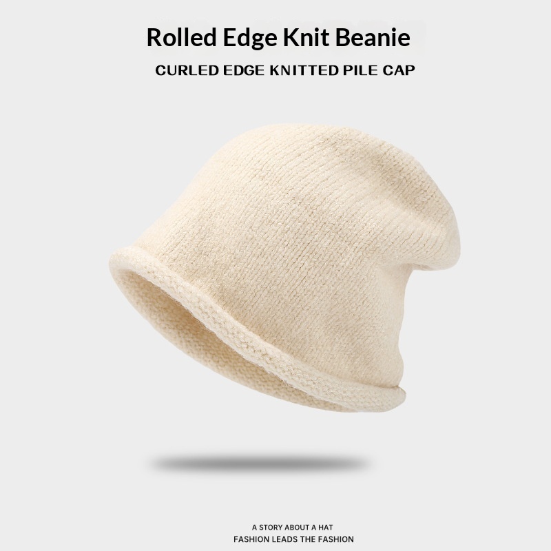 Womens Autumnwinter Beanie With Rolled Brim For Warmth