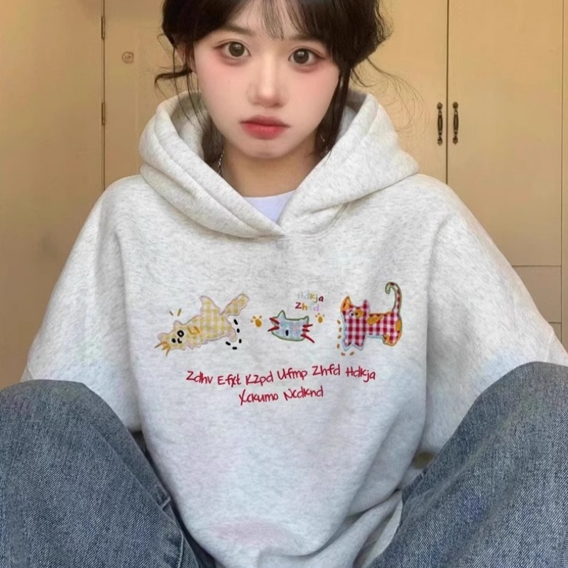 Fleece-Lined Thickened Hooded Sweatshirt Coat