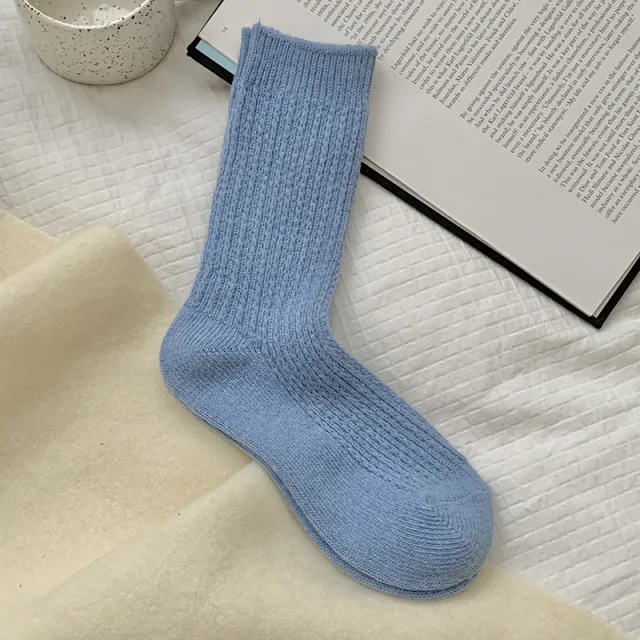 Womens Thickened Thermal Fleece lined Wool Socks Blue - Shop at LoveMi