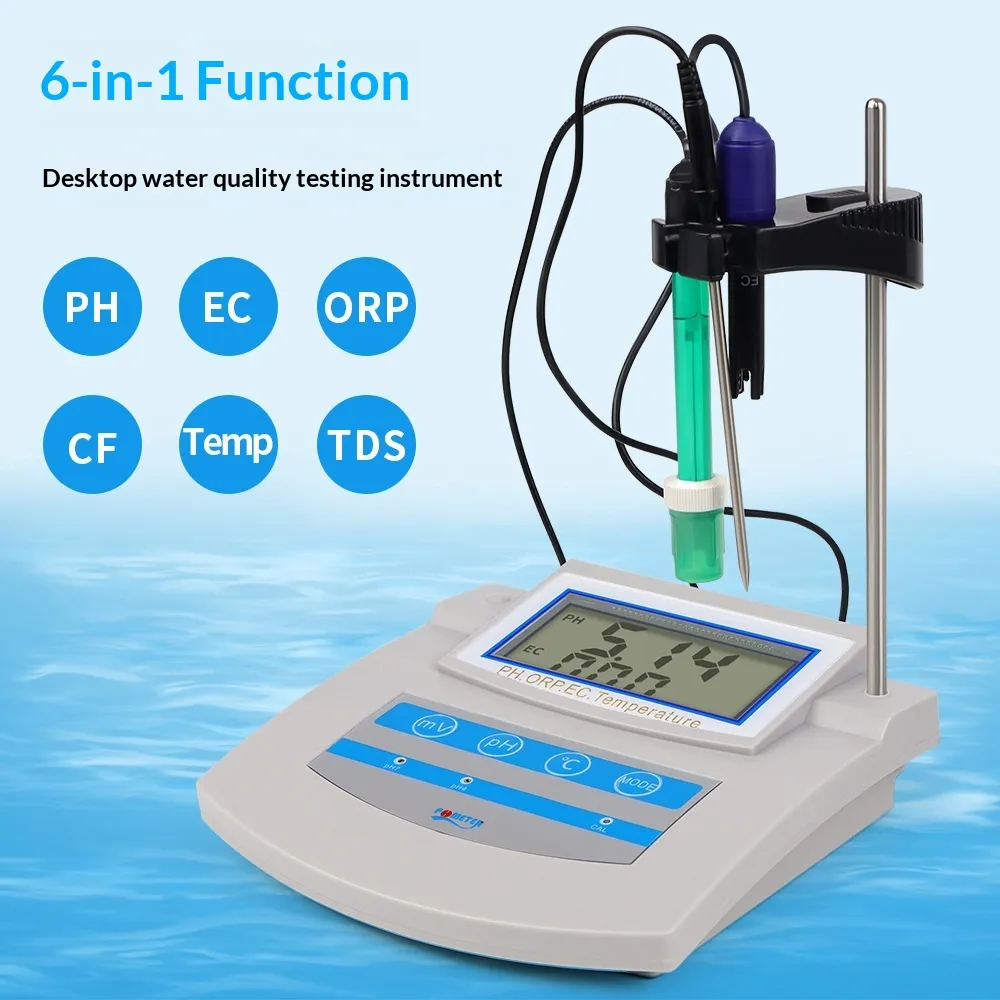 Desktop Digital Display Temperature 6-in-1 PH Meter