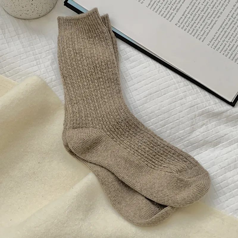 Womens Thickened Thermal Fleece-lined Wool Socks - Brown