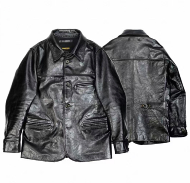 Mens Mid-Length Heavy-Duty Leather Jacket