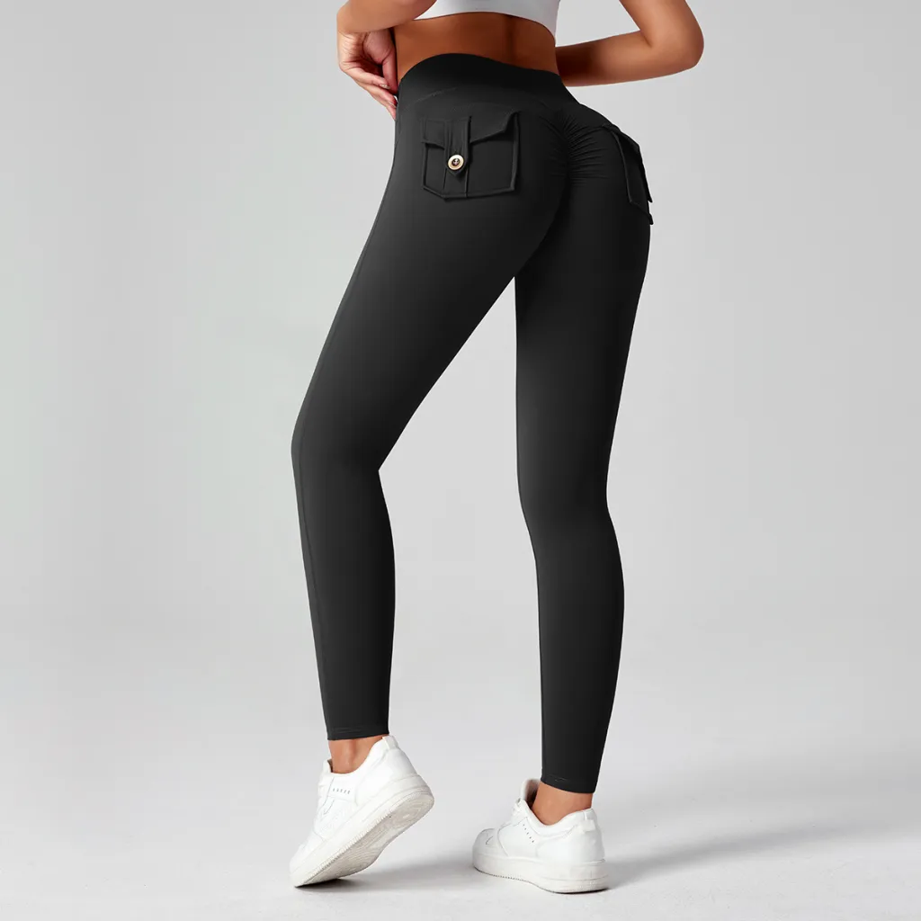 Fitness Yoga Pants For Women High-waisted Butt-lifting Stretchy Form-fitting Workout Tights - Black