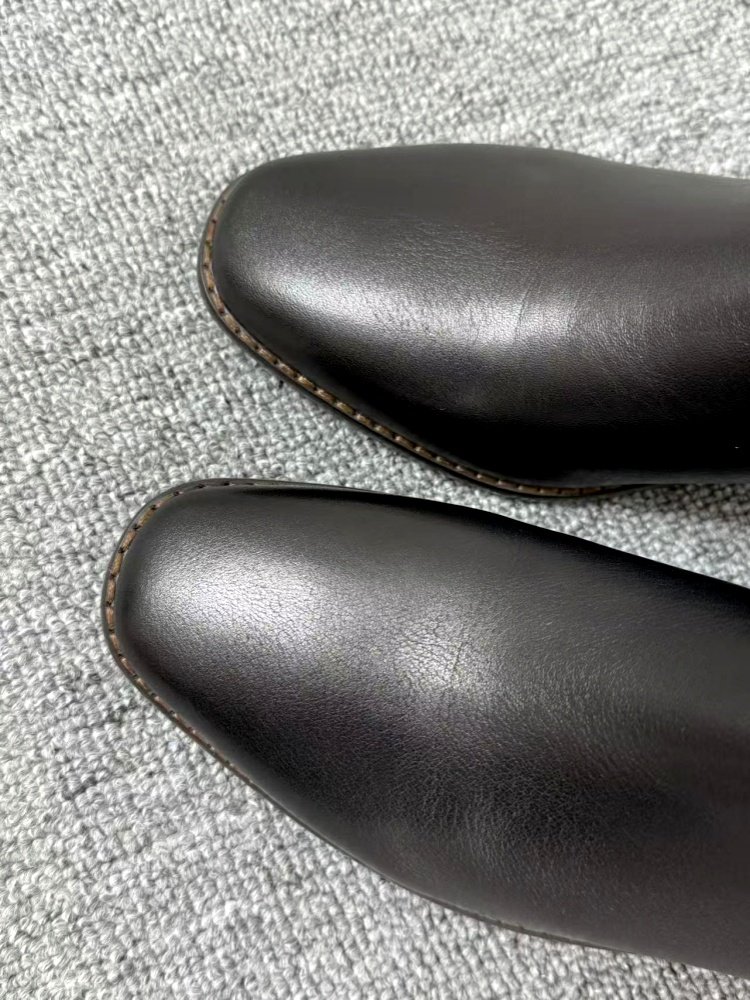 retro leather chunky heel boots women