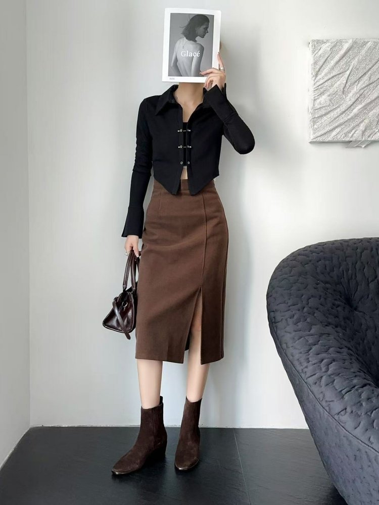 retro leather chunky heel boots women