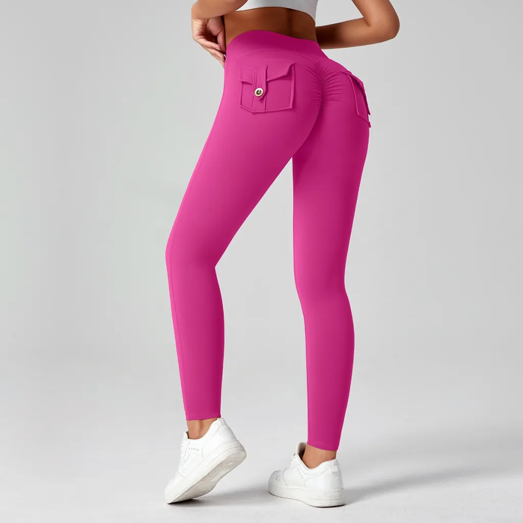 Fitness Yoga Pants For Women High-waisted Butt-lifting Stretchy Form-fitting Workout Tights - Red
