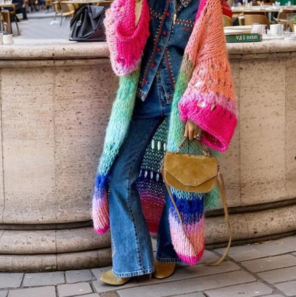 New Womens Colorful Crocheted Knit Top