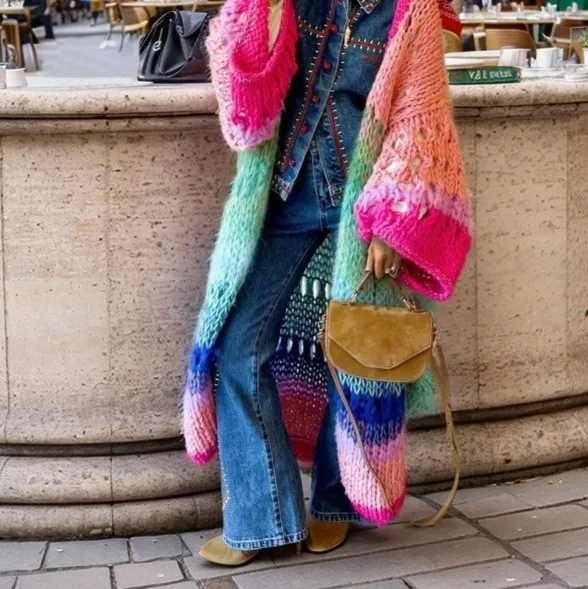 New Womens Colorful Crocheted Knit Top Multicolor - Shop at LoveMi