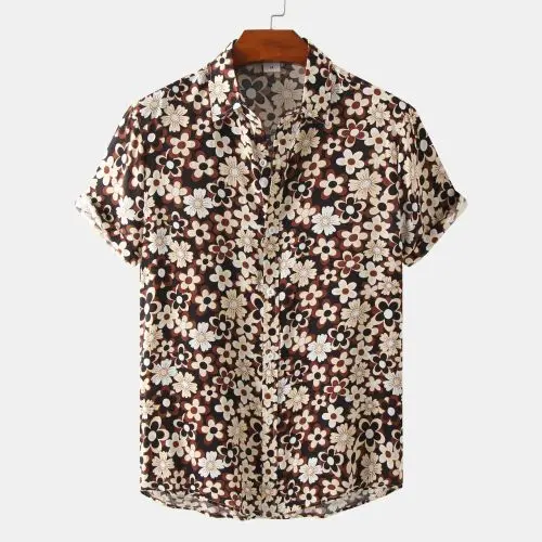 European And American Floral Men's Short-sleeved Shirt