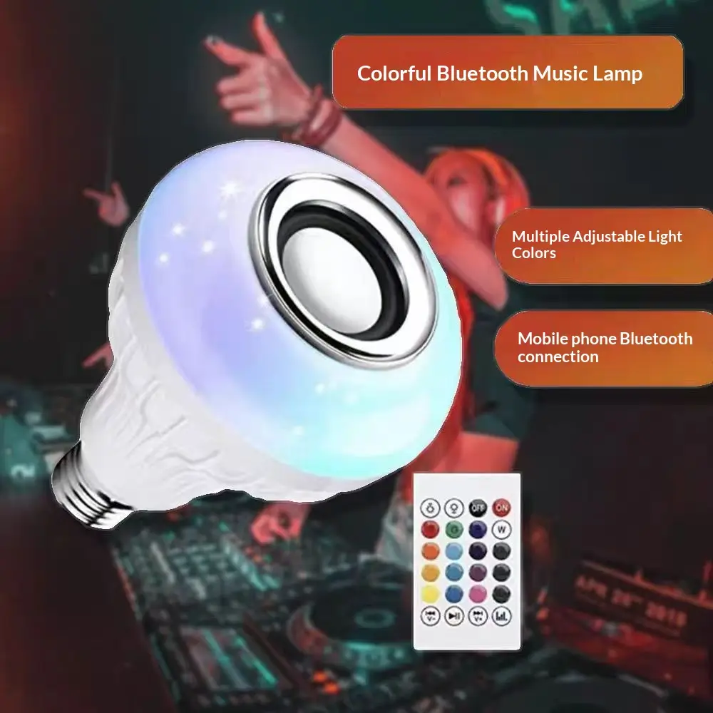 LED Bluetooth Speaker  Colorful Bluetooth Bulb E27  Wireless With Remote Control