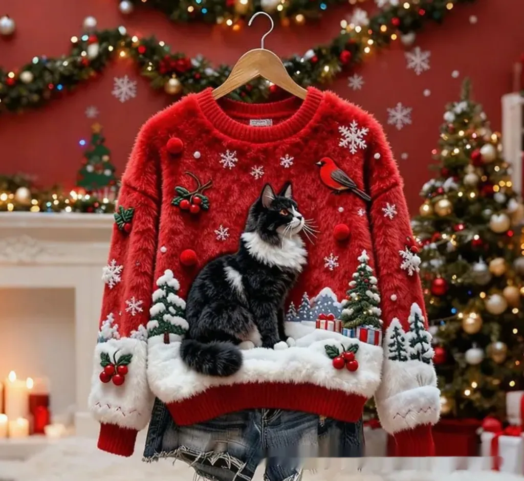 3D Digital Print Pattern Christmas Women's Flannel Sweatshirt - Flryl651-S