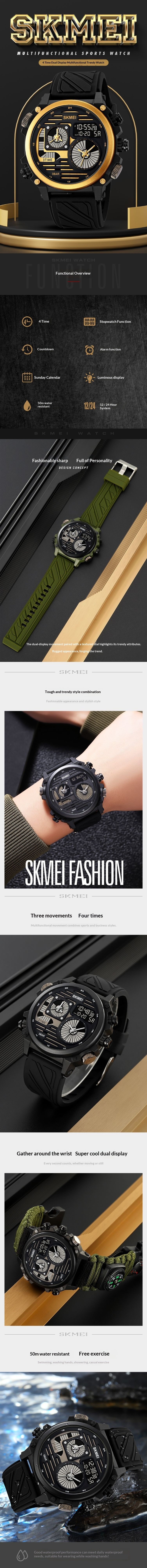 Skmei 2202 Outdoor Exploration Multi-Function Waterproof Silicone Paracord Watch for Men