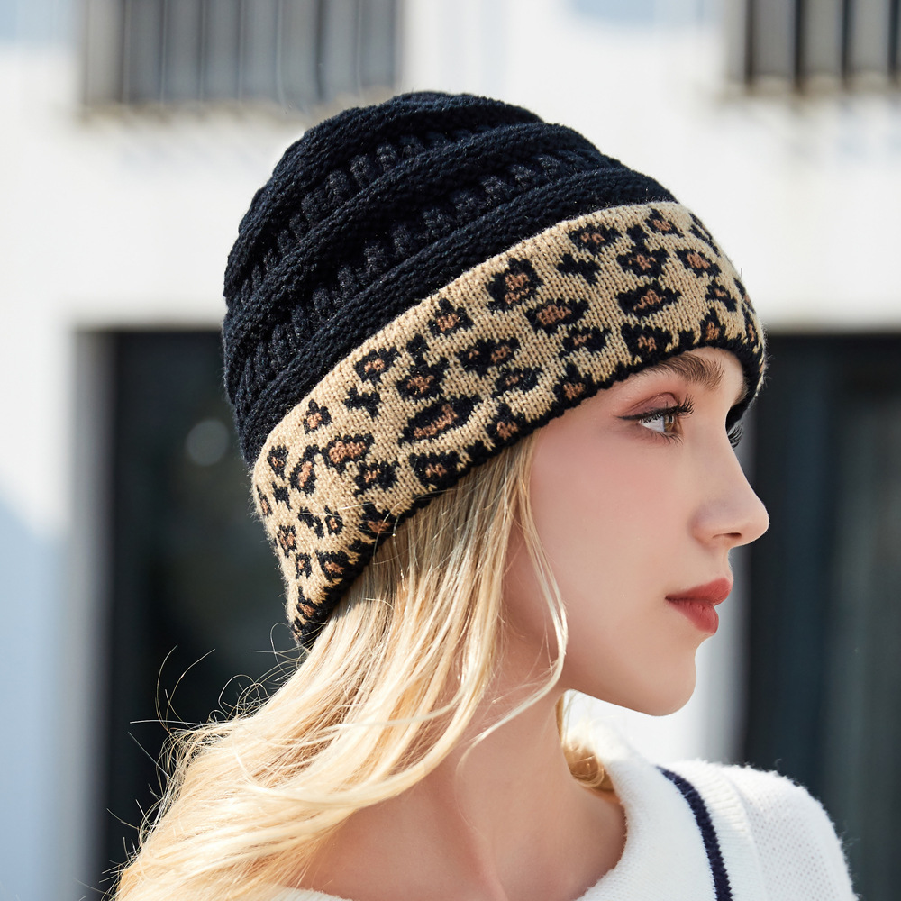 Womens Warm Leopard-Print Knitted Hat 10 38ff1285 66d9 4621 aedb 2e7250733d2e