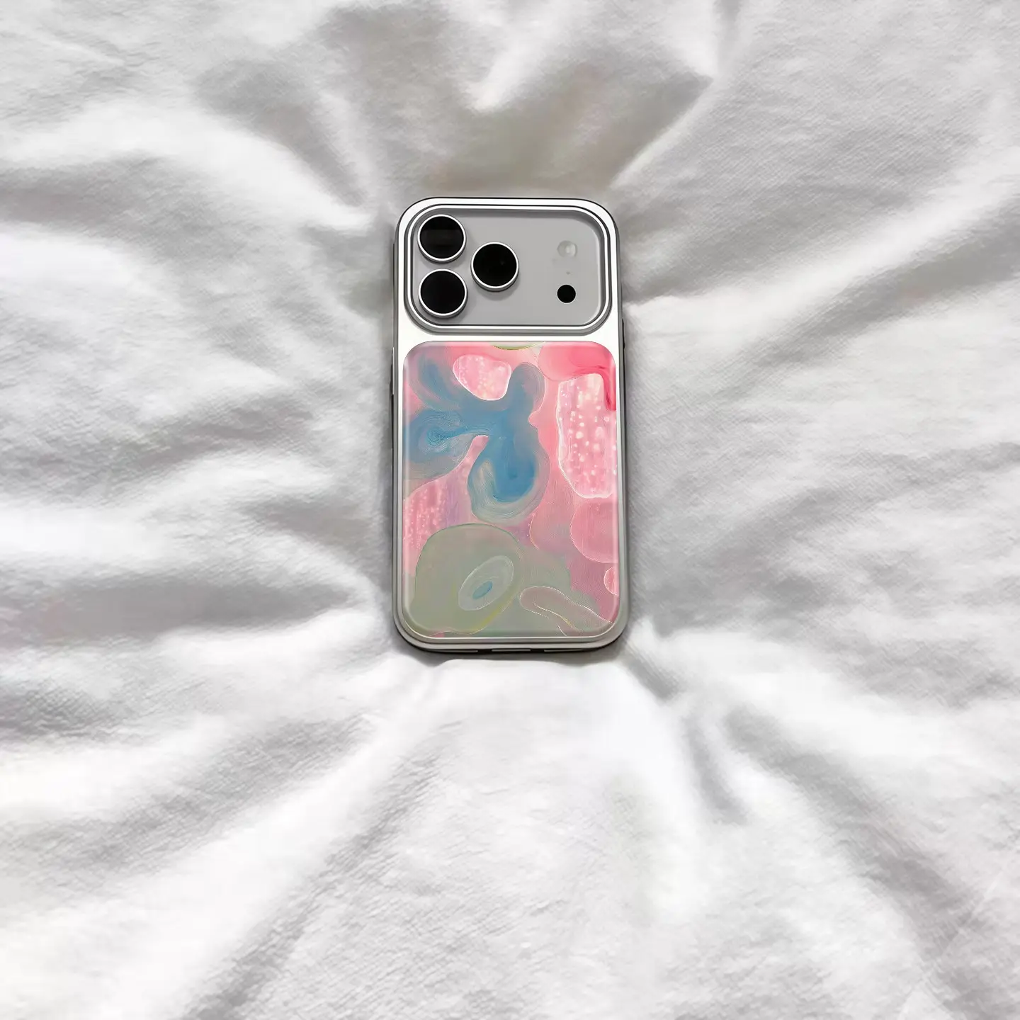 Personalized Retro Colorful Fluid Electroplated Silver Magnetic Phone Case