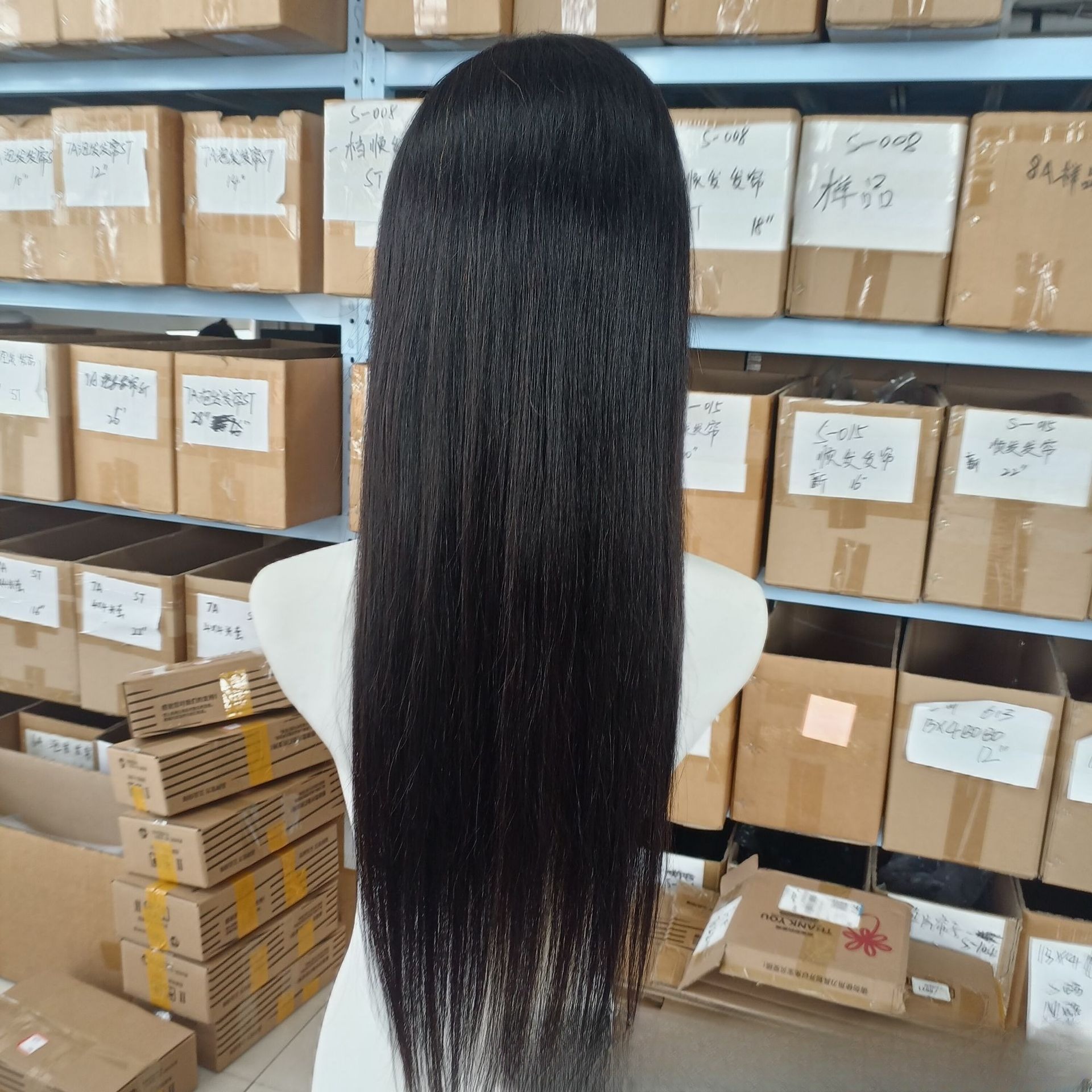 Womens Fashion Full Lace Black Human Hair Wig 5
