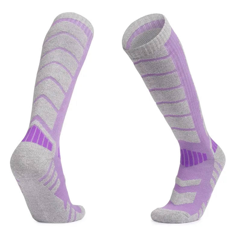 Outdoor Hiking And Mountaineering Merino Wool Socks For Snowy Conditions - Purple