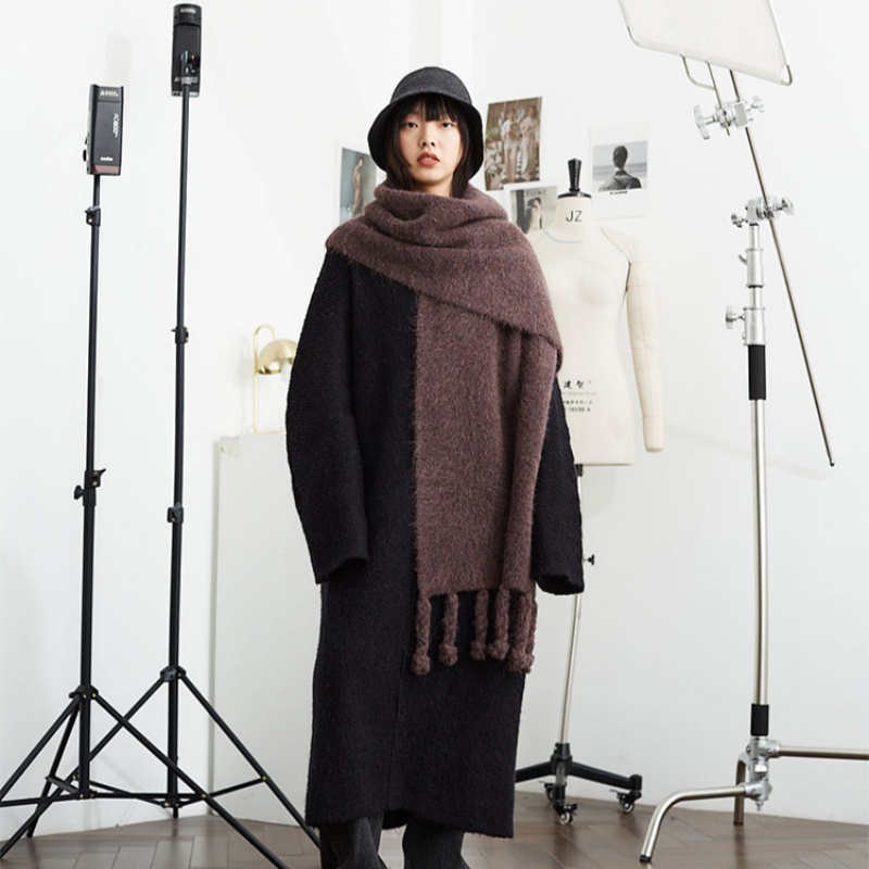 Heavy-duty Alpaca Wool Handcrafted Tassel Scarf, Long Style