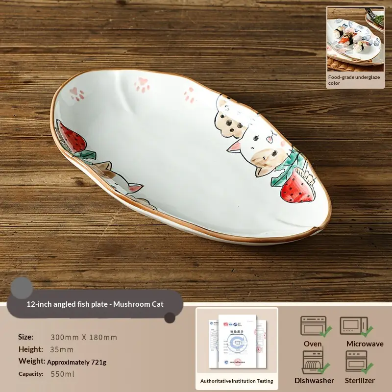 Hand-painted Chinese-style Rustic Dining Plate For Home Use