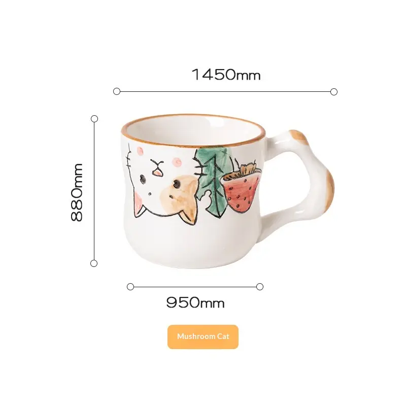 Hand-painted Ceramic Cartoon Mug For Home Office Or Dorm Use