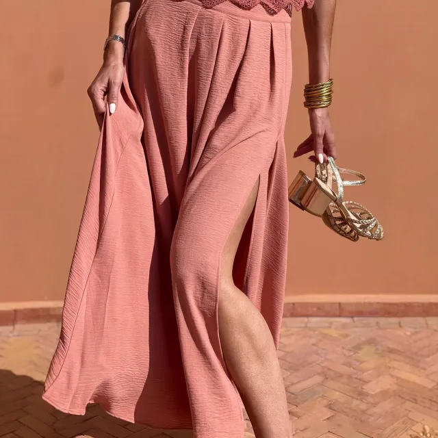 Bohemian style Resort Casual Fashion Maxi Skirt Pink - Shop at LoveMi