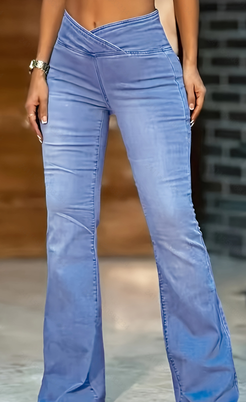 High Imitation Denim Bell-bottom Pants Cross-border Hip Lifting European And American Women Bell-bottom Pants - Image 17