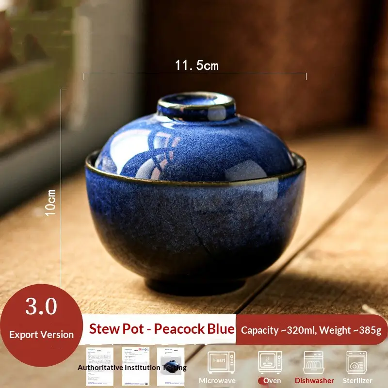 Stewing Pot For Water Bath Cooking Household Ceramic Dessert Bowl With Lid