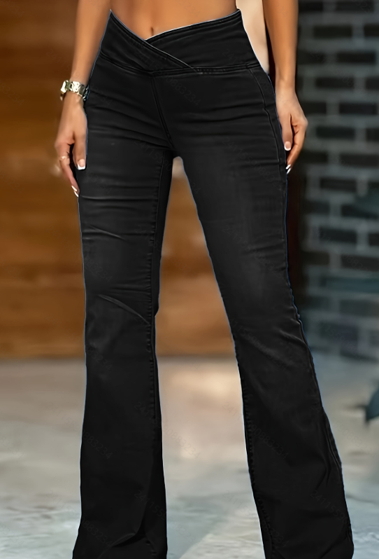 High Imitation Denim Bell-bottom Pants Cross-border Hip Lifting European And American Women Bell-bottom Pants - Image 5
