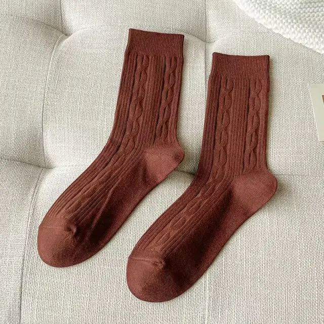 Womens Thick Warm Mid Calf Wool Socks Brown - Shop at LoveMi