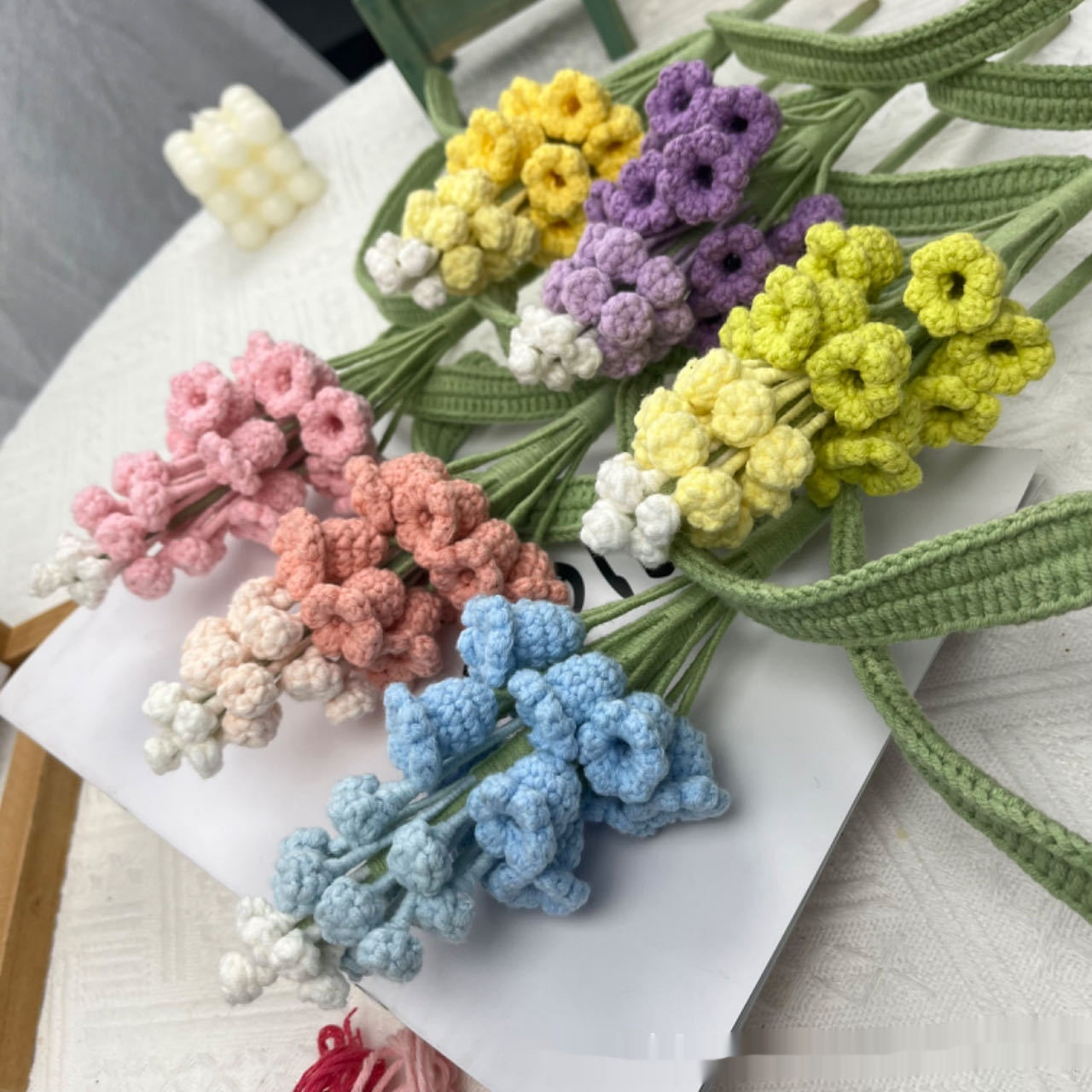 Hand-crocheted Grape Hyacinth Flowers Made From Yarn