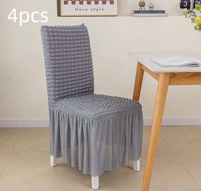 Thickened 3D Bubble Chiffon Lace Skirt Hem, Fully Wrapped Stretchable One-piece Dining Chair Cover For Home Use 20
