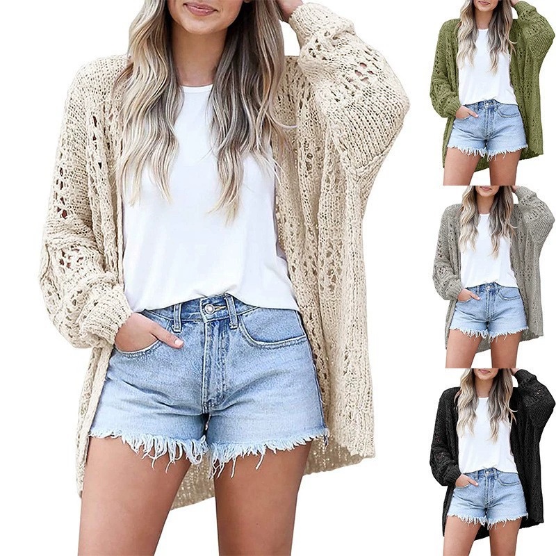 Cardigan Long-Sleeve Hollow Mohair Sweater Outerwear