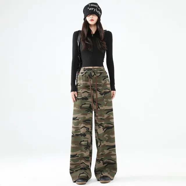 Spring Womens Military Style Camo Cargo Pants In American Camouflage L - Shop at LoveMi