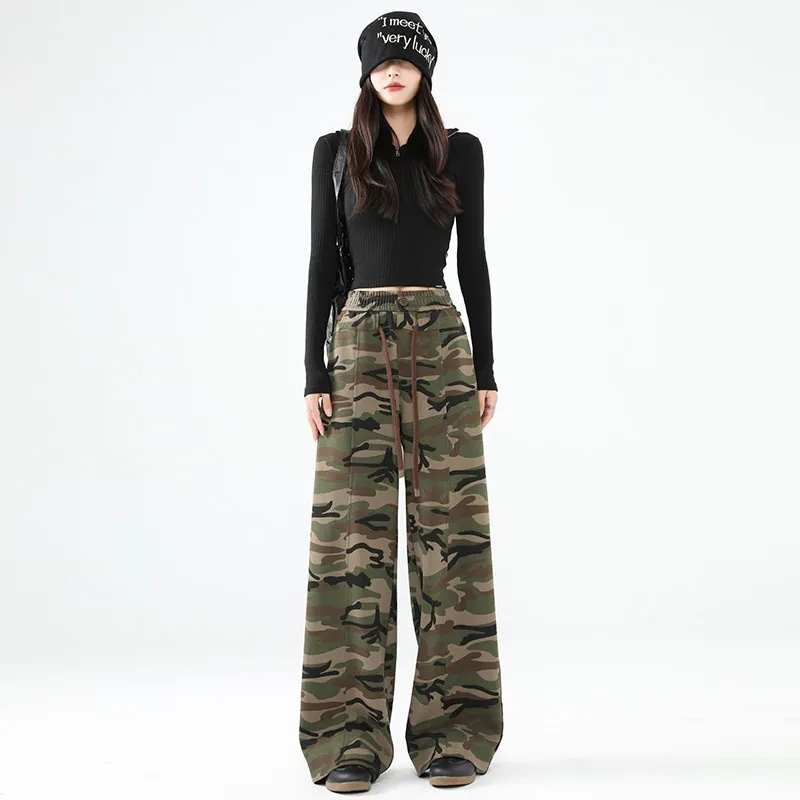 Spring Womens Military-Style Camo Cargo Pants In American - Camouflage-Xl
