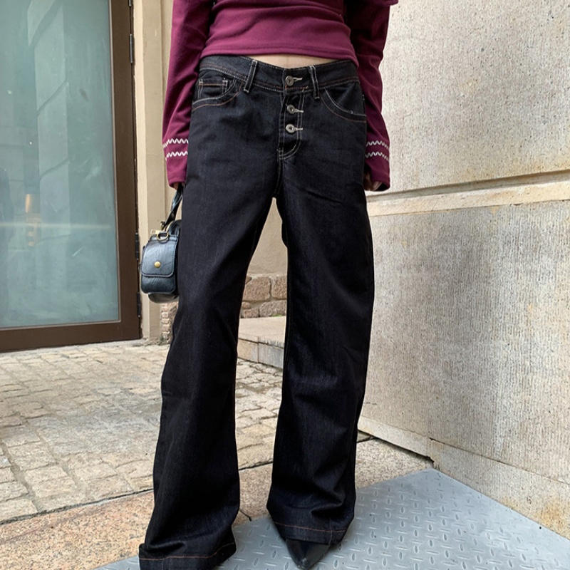 Scimitar Cowboy Wide-Leg Pants With Front Buttons For Shorter Statures