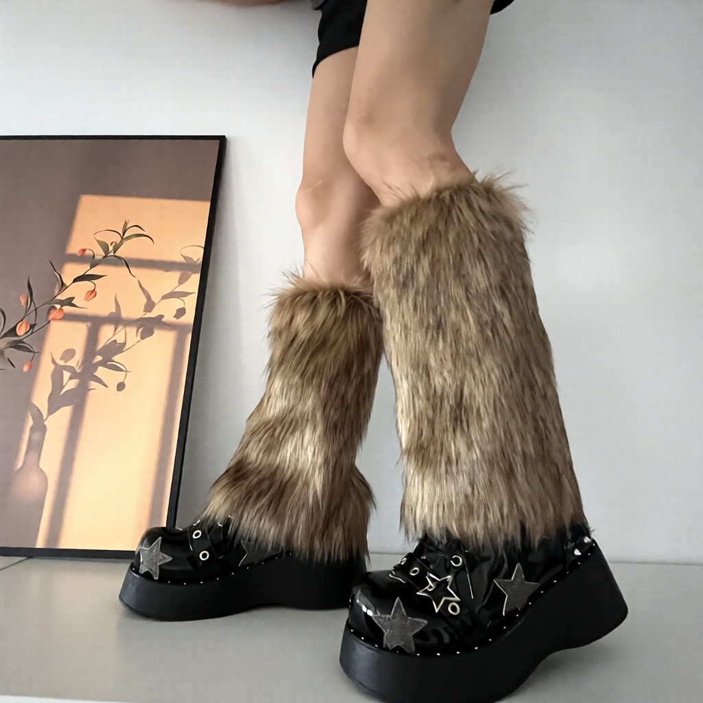 Faux-fur Fluffy Short And Long Leg Warmerssocks