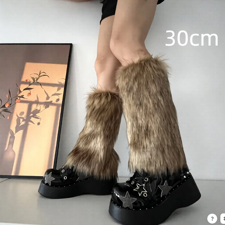 Faux-fur Fluffy Short And Long Leg Warmerssocks