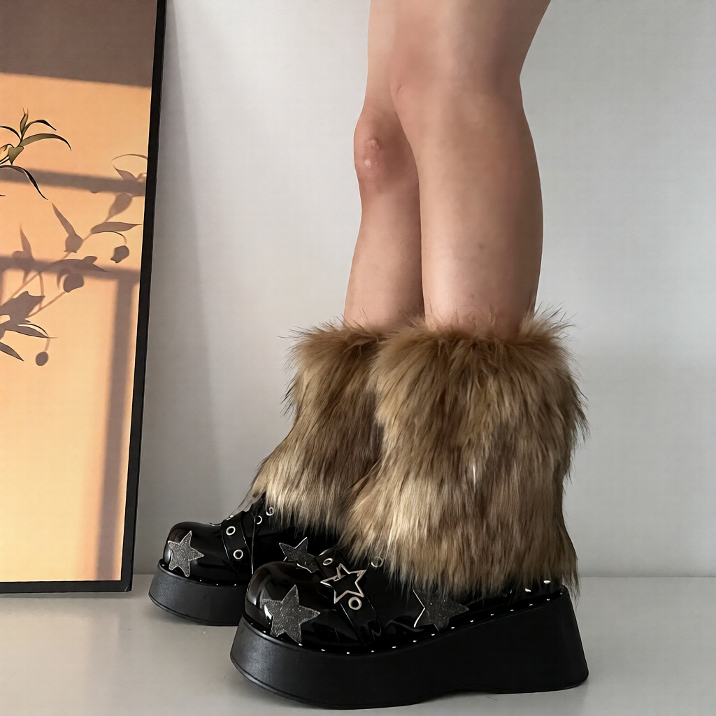 Faux-fur Fluffy Short And Long Leg Warmerssocks