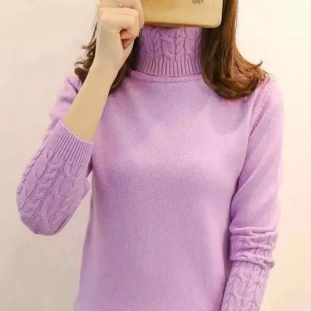 New AutumnWinter High Neck Pullover Sweater For Women From Europe And The US Lavender - Shop at LoveMi