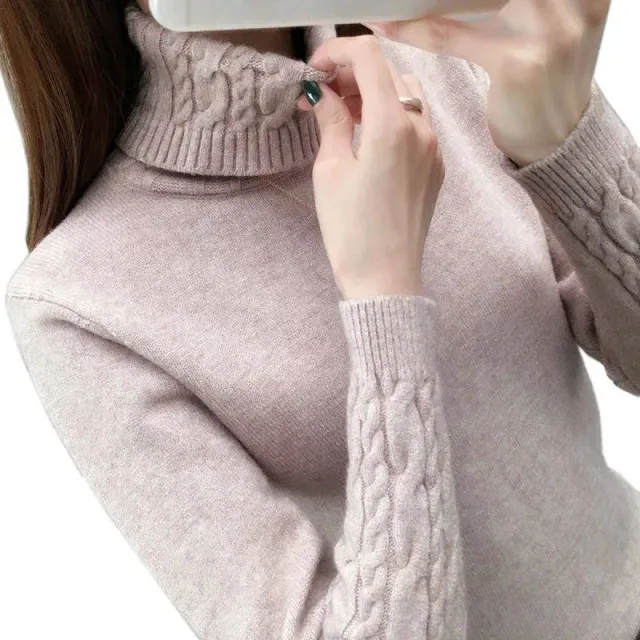New AutumnWinter High Neck Pullover Sweater For Women From Europe And The US Khaki - Shop at LoveMi
