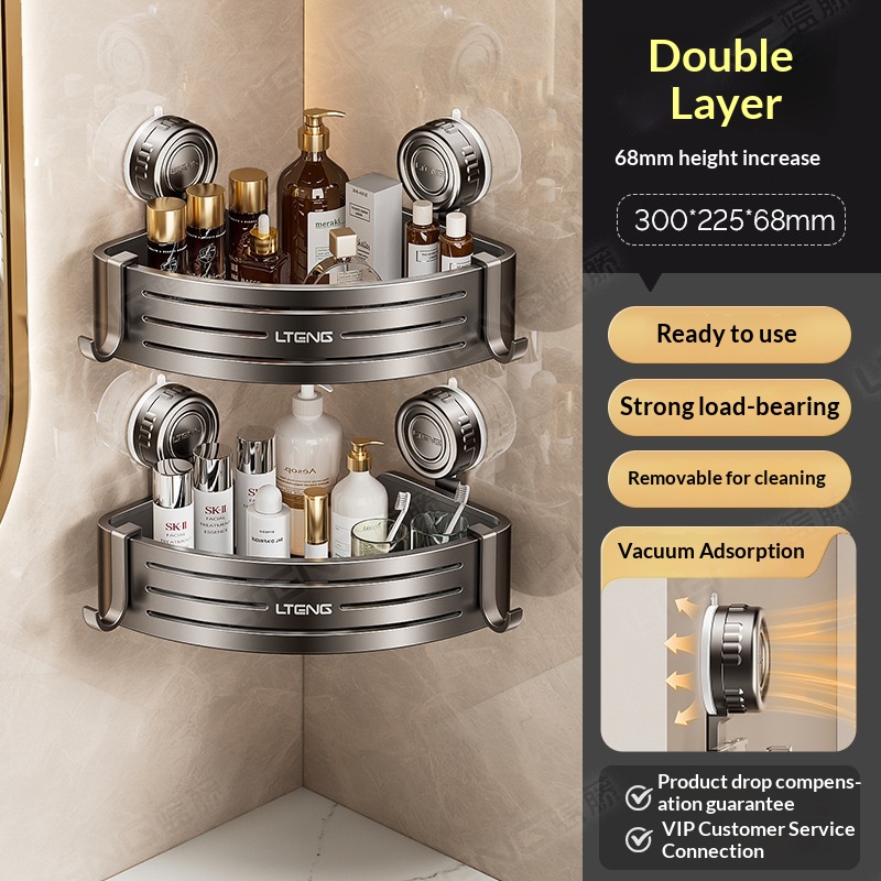 Bathroom Suction Cup Triangle Basket Home Bathroom Wall-Mounted, No-Drill Storage Rack