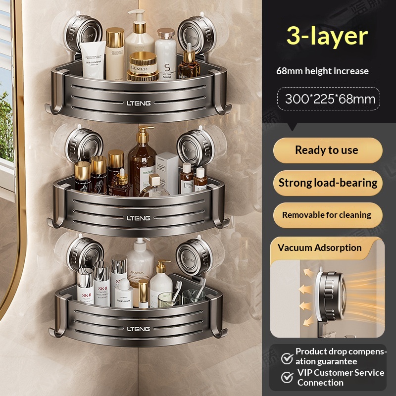 Bathroom Suction Cup Triangle Basket Home Bathroom Wall-Mounted, No-Drill Storage Rack 3