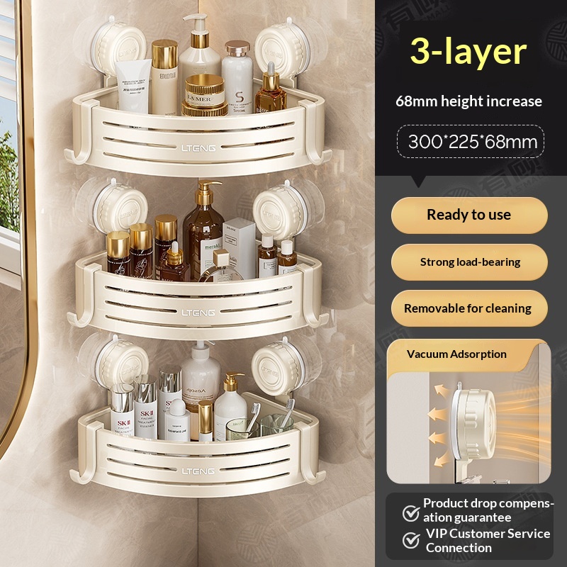 Bathroom Suction Cup Triangle Basket Home Bathroom Wall-Mounted, No-Drill Storage Rack 9